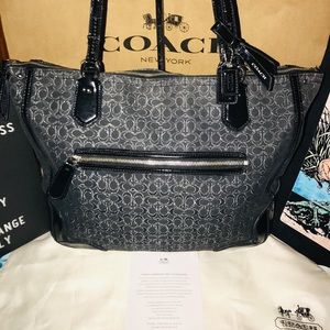 🌟EUC🌟COACH METALLIC POPPY SIGNATURE GLAM TOTE🌟